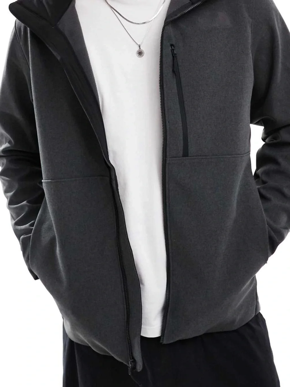 Men's Hooded Casual Jacket - Charcoal Gray